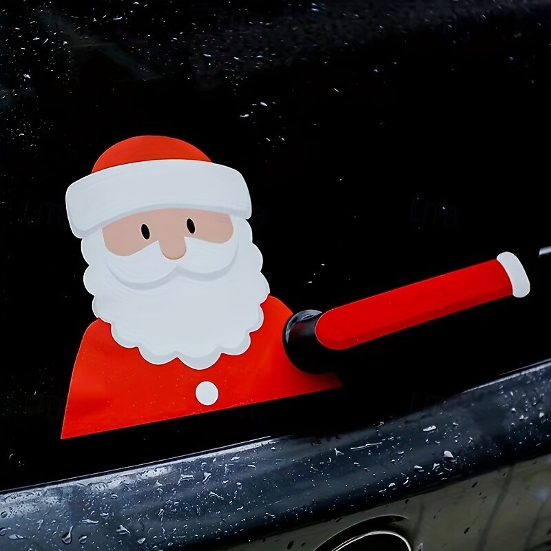 1Pcs Santa Claus Christmas Car Rear Window Decal - Waterproof Vinyl Sticker for Wiper Fit Glass Decoration2
