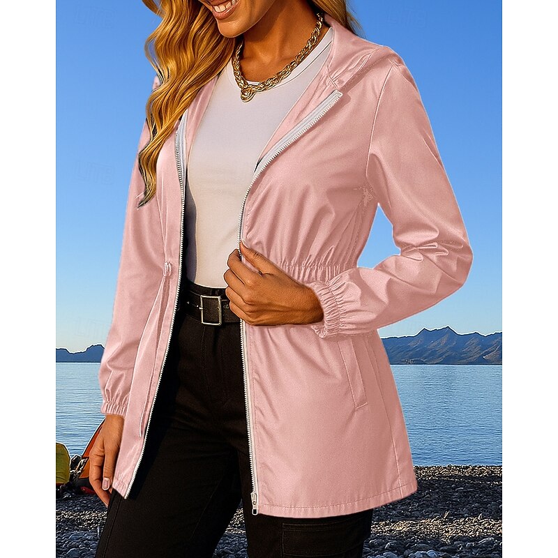 Women's Outdoor Jacket Hiking Jacket Outdoor Waterproof Windproof Quick Dry Lightweight Hiking Outfits Hiking Clothes Winter Autumn / Fall Jacket Hunting Climbing Camping / Hiking / Caving Solid Color4