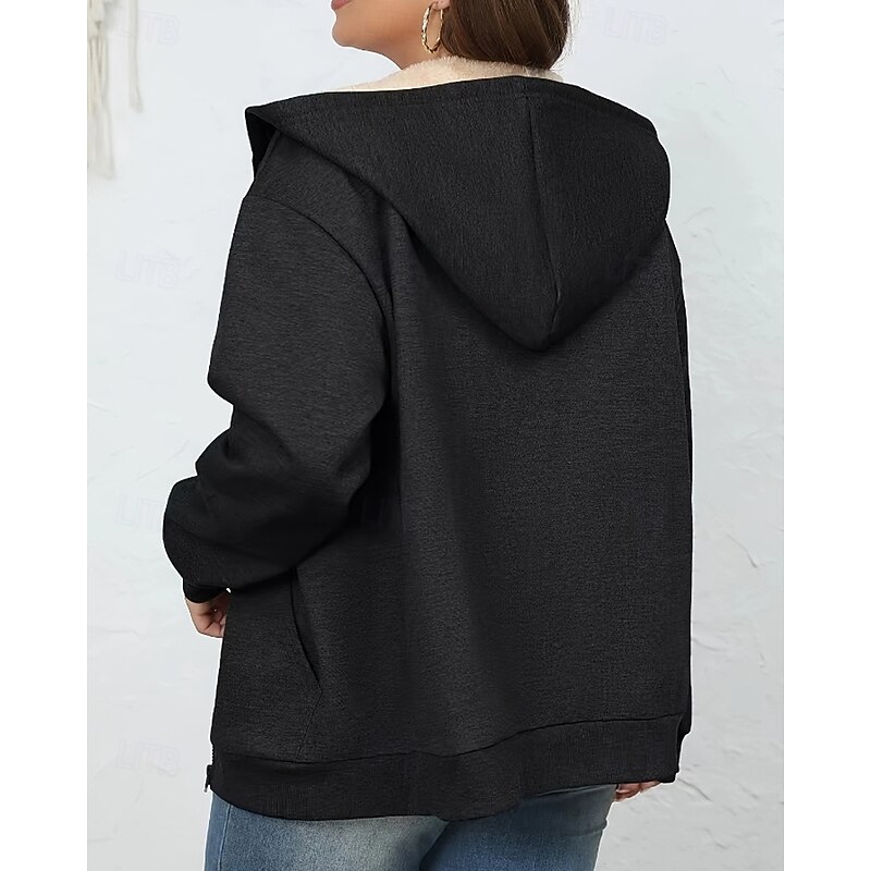 Women's Zip Up Hoodies Plain Casual Long Sleeve Hooded Regular Tops Street Dailywear Zipper Pocket Black Wine Navy Blue Light Grey Dark Gray Fall Winter3