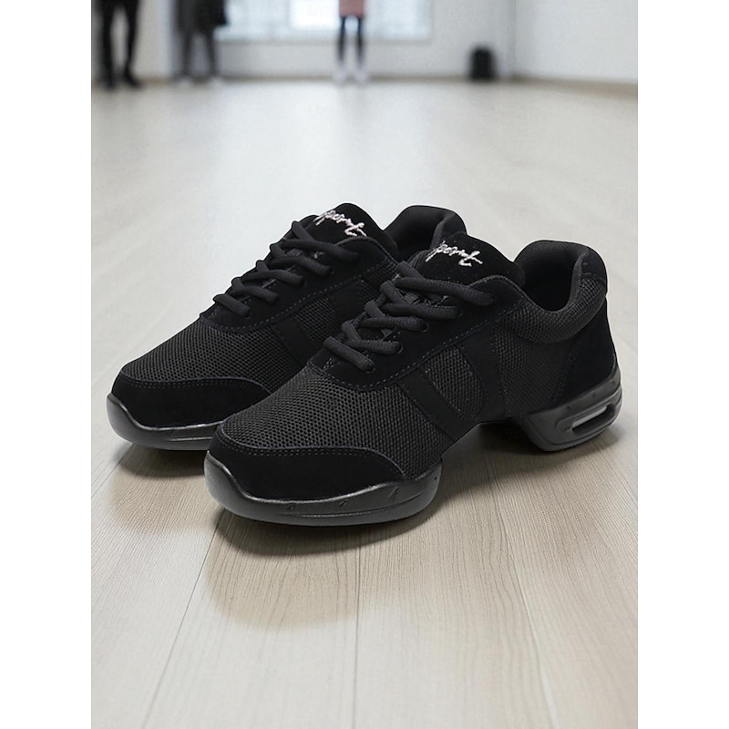 Women's Black Mesh Jazz Dance Sneakers - Lightweight Breathable Professional Practice Shoes for Latin, Hip Hop and Ballroom4