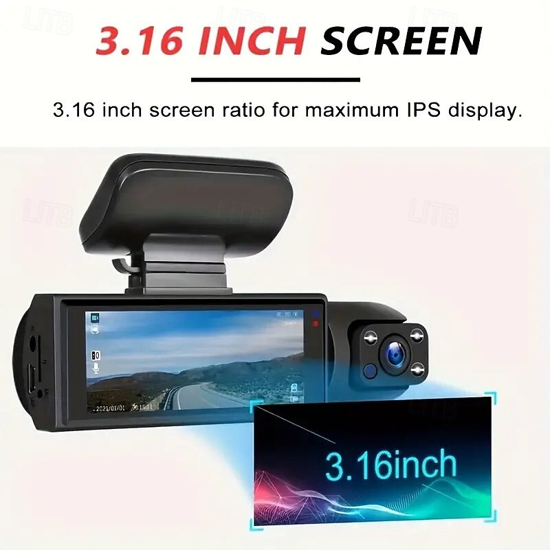 1080P HD dual camera dash cam with 3.16 inch HD screen and 32G memory card2