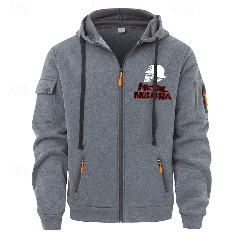 Men's Hoodie Full Zip Hoodie Black Wine Navy Blue Dark Gray Hooded Letter Pocket Sports & Outdoor Daily Holiday Polyester Streetwear Basic Casual Spring Fall Clothing Apparel Hoodies Sweatshirts3