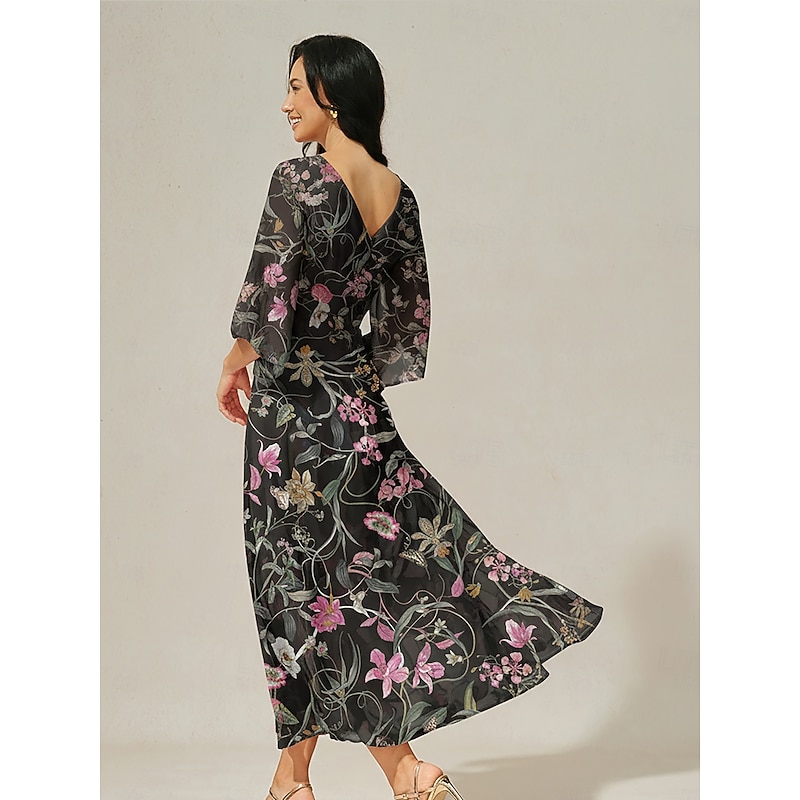 Women's Maxi Dress Twist Knot Vine Floral Print Casual Resort Wear Spring Summer Fall2