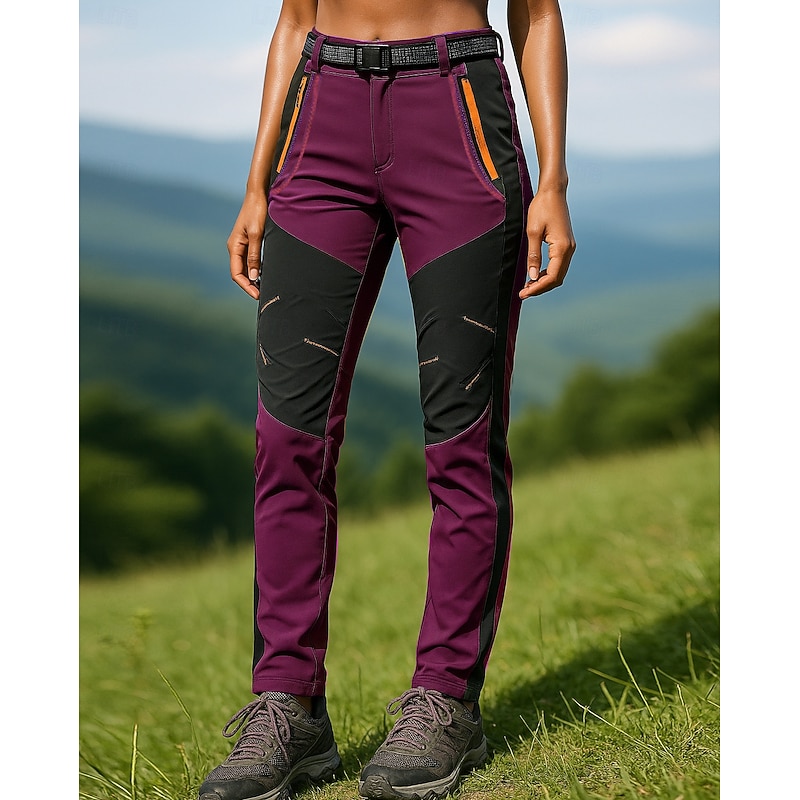 Women's Hiking Pants Trousers Waterproof pants Softshell Pants Patchwork Summer Outdoor Regular Fit Waterproof Windproof Bottoms Pocket Black Army Green Spandex Camping / Hiking Running S M L XL XXL4