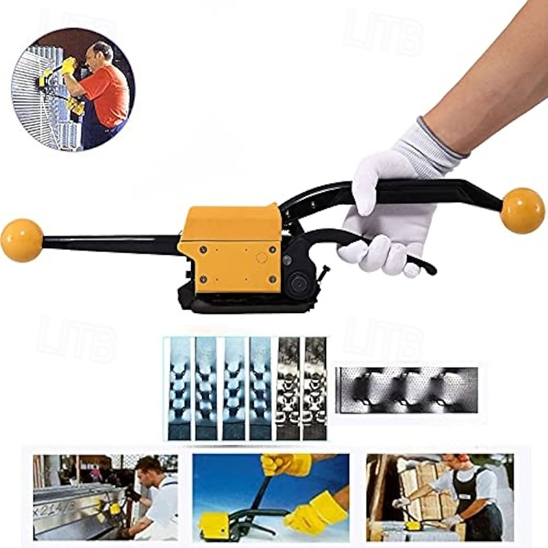 A333 Steel Strapping Tool Manual Steel Strap Packing Banding Machine Metal Free Buckle Packing for Width 1/2" 5/8" 3/4" Sealless Combination Tools3