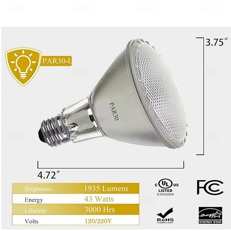 Par30 Halogen Flood Light Bulbs 75W Halogen Long Neck Bulb 2700K Warm White Dimmable High Brightness Great for Accent Lighting Tracking Recessed Bulb2