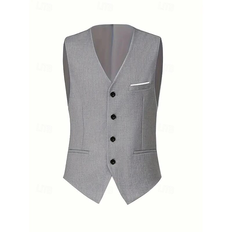 Men's Wedding Business Party Suits Shawl Lapel Black Dark Grey Daily Formal Solid Colored Tailored Fit 3 Piece Single Breasted One-button3