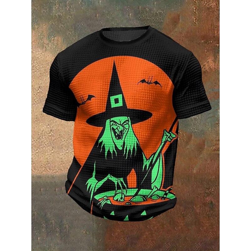 Men's Halloween Shirt Witch Bat Crewneck Clothing Apparel 3D Print Outdoor Holiday Theme Party Halloween Party Short Sleeve Print Vintage Halloween4