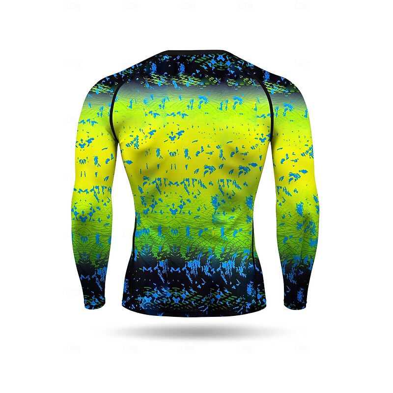 Men's Running T-Shirt Athletic Shirt Gym Shirt Fitness Shirt Workout Shirt Long Sleeve Tee Tshirt Gradient UPF 50 UV Resistant Soft Sweat wicking Mountain Bike / MTB Gym Workout Mountain Bike MTB2