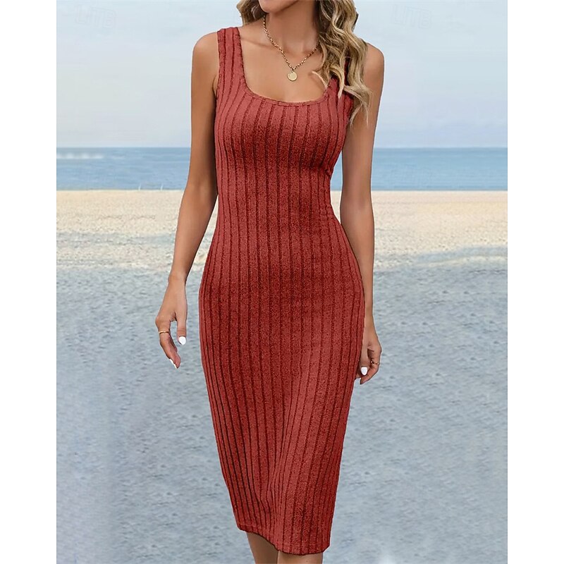 Women's Long Dress Maxi Dress Casual Dress Cocktail Dress Summer Dress Fashion Modern Daily Beach Weekend Regular Fit Plain Sleeveless U Neck Wine Orange Summer Spring3