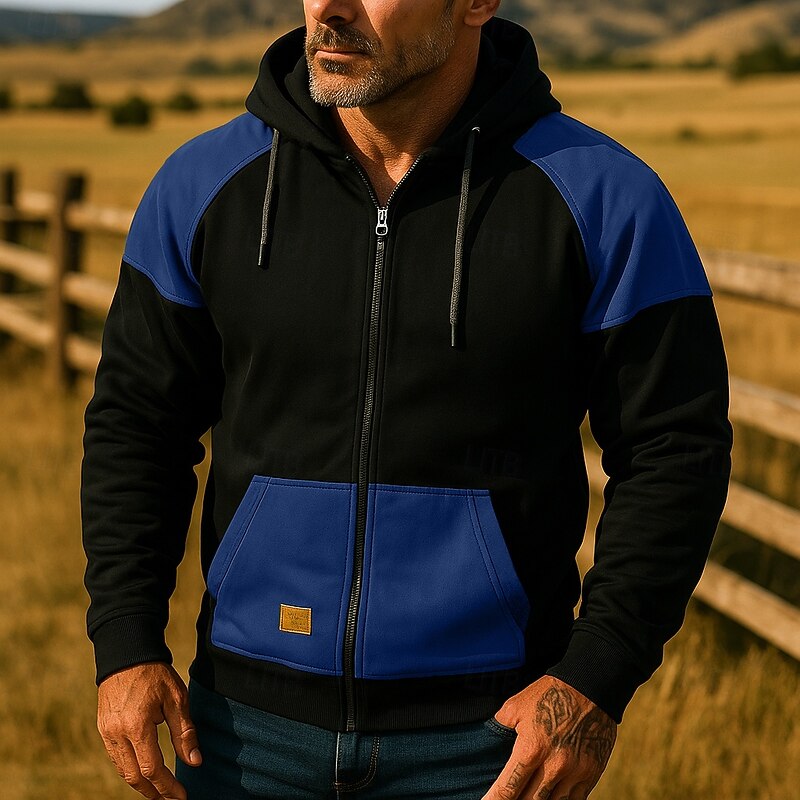 Men's Hoodie Full Zip Hoodie Fleece Hoodie Tactical Hoodie Red Blue Green Khaki Coffee Hooded Plain Zipper Color Block Sports & Outdoor Casual Daily Streetwear Cool Sportswear Spring &  Fall Clothing2