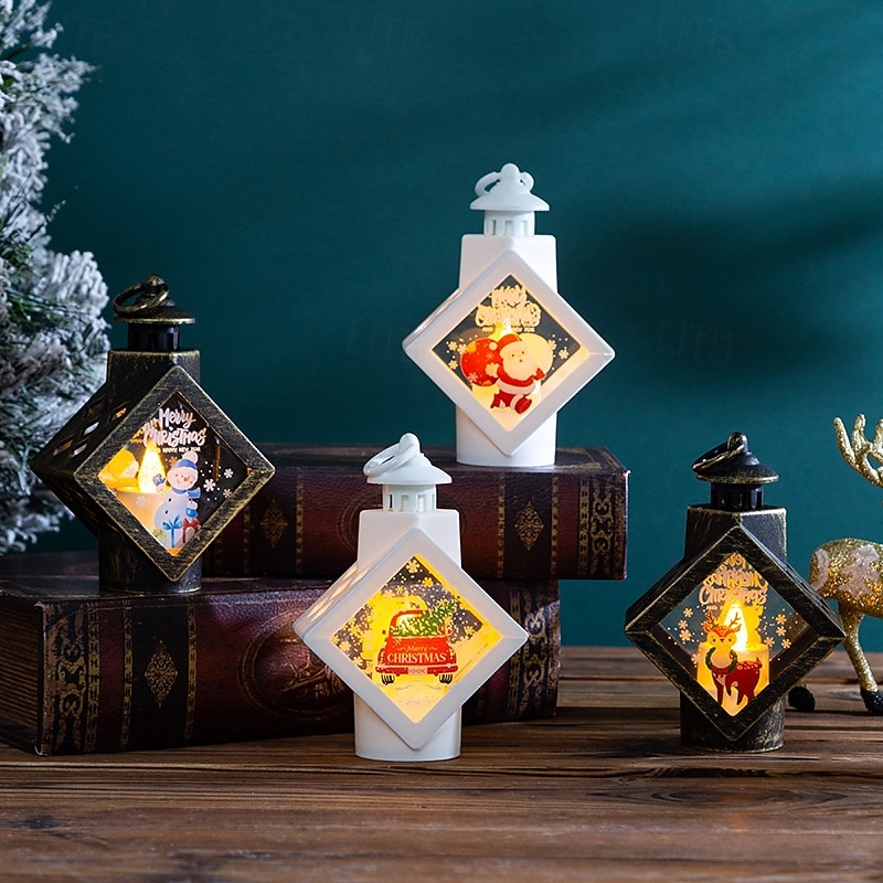 1 Pc 13 * 9 * 4.8CM Christmas LED electronic candle light, hand-held lantern pendant light, indoor and outdoor gathering table decoration ornament light, AG10 * 3 batteries