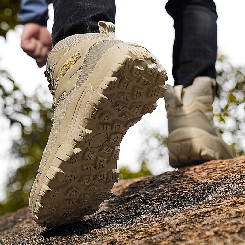 Men's High Top Outdoor Hiking Boots with Lace-Up Design, Anti-Slip Sole, Ankle Support, Casual Trekking Style for Camping, Climbing and Daily Wear4