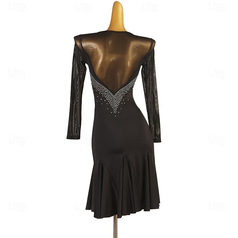 Women's Latin Dance Dress Rumba Dance Practice Dresses Performance Dresses2
