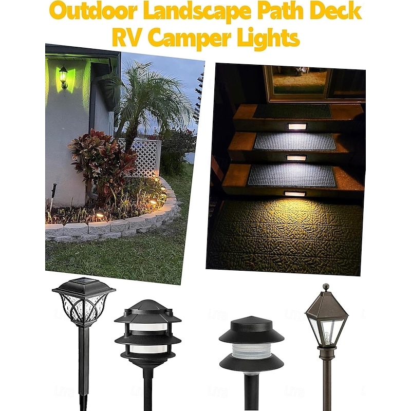 12 Volt Low Voltage Wedge Base Led Landscape Bulbs T5 T10 2W 300lmT5 Malibu Path Garden Light Bulbs 921 922 912 194 168 T10 RV Camper Trailer Motorhome Marine Boat Dome Light 10Pcs3