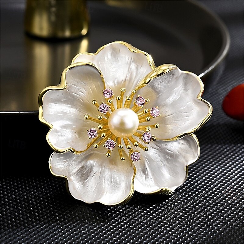 Brooches Classic Retro Geometrical Flower Elegant Fashion Personalized Simple Brooch Jewelry White For Wedding Party Gift Engagement Prom Festival