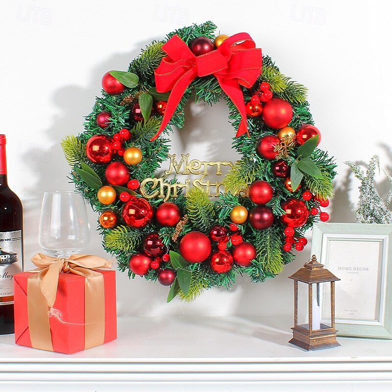 Christmas Wreath for Front Door, Indoor & Outdoor Decoration, Ornament Ball Garland Wreath, Holiday Vine Decor for Window, Wall, Store Display, Wholesale4