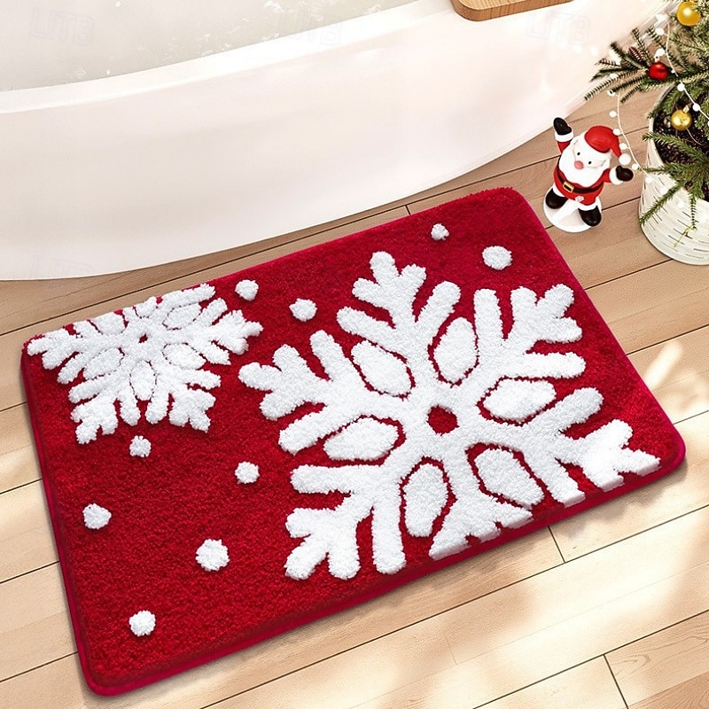 Christmas Holiday Area Rug, Bathroom and Bedroom Absorbent Floor Mat, Thick Non-Slip Bath Rug, Ready Stock3