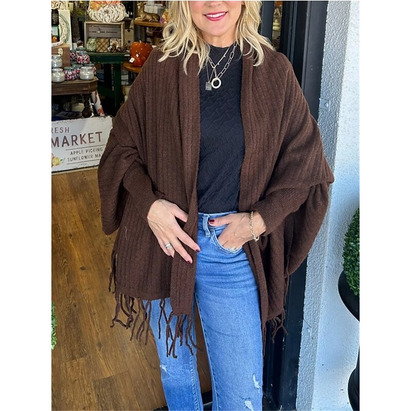 Cape Elegant Keep Warm Long Sleeve Cotton Wedding Wraps With Tassel For Wedding Spring3