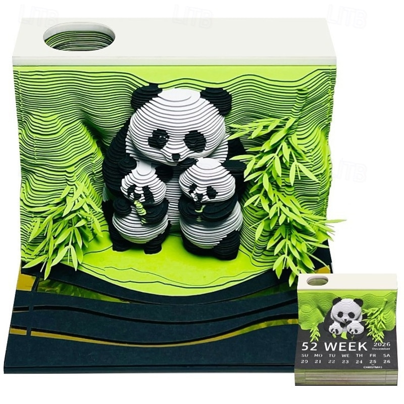 3D Calendar 2026, Creative Desk Time Piece Calendar, 3D Memo Pad Calendar 2026, Desk Calendar, Art Calendar Sculpture, DIY Paper Carving Art Sticky Note Desktop Decoration Gift