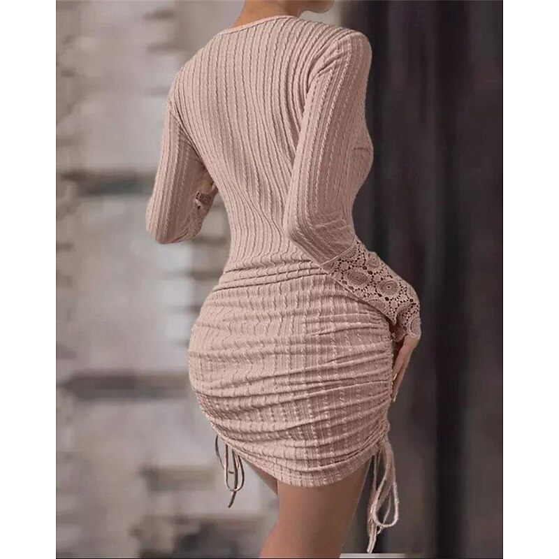 Women's Mini Dress Sweater Dress Casual Dress Bodycon Fashion Modern Daily Date Weekend Regular Fit Plain Long Sleeve Crew Neck Yellow Pink Army Green Purple Fall Winter4