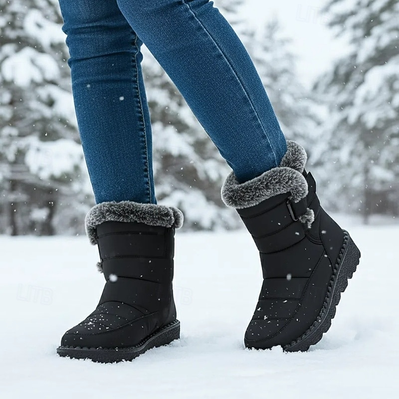 Women's Waterproof Winter Snow Boots - Warm, Slip-Resistant Outdoor Boots with Fur Lining for Cold Weather