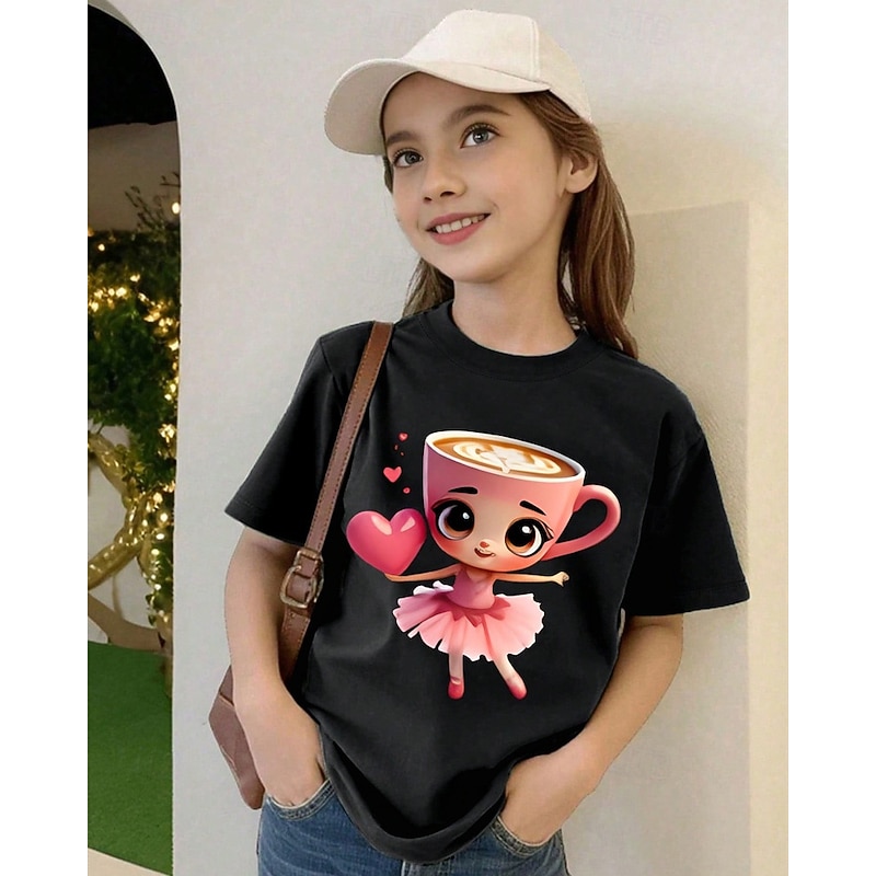 Girls' Funny Italian Brainrot Graphic Tee - Lightweight Stretchy T-Shirt with Lightweight Stretchy Fabric for Ages 4-12 Casual Everyday & Birthday Party Outfit , Comfortable Fit