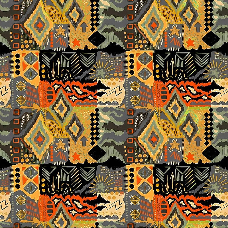 Men's Abstract T Shirt Henley Shirt Long Sleeve Designer Retro Vintage Casual Street Casual Daily Summer Spring Fall Yellow Green Blue Henley Henley T-Shirt2