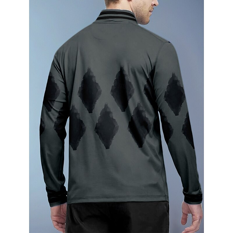 Men's Golf Polo Shirt Dark Grey Long Sleeve Top Golf Attire Clothes Outfits Wear Apparel2