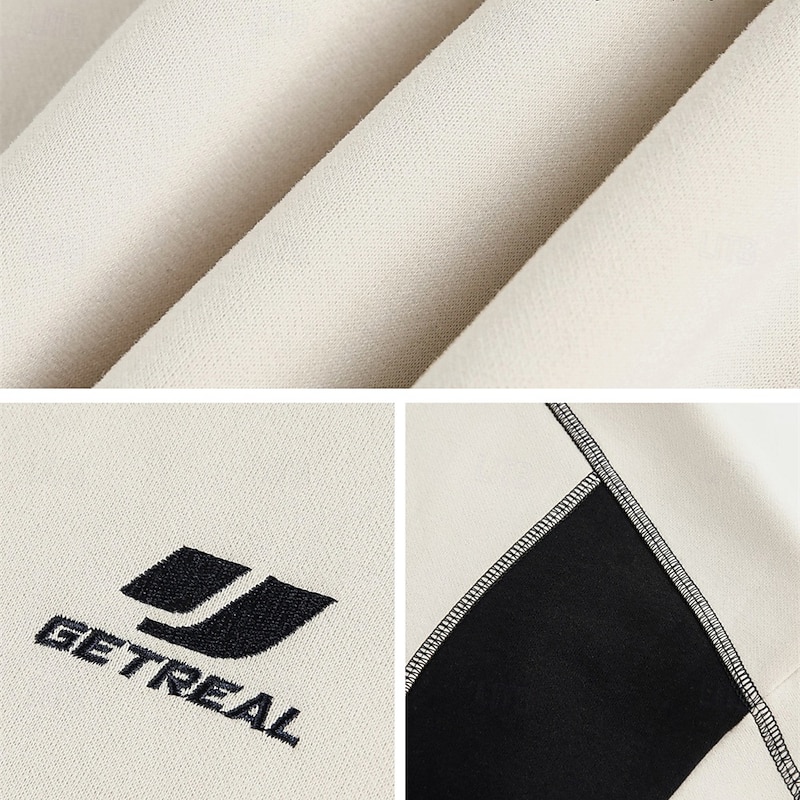 Men's Sweatshirt Apricot Navy Blue Crew Neck Color Block Patchwork Sports & Outdoor Daily Holiday Polyester Streetwear Basic Casual Spring Fall Clothing Apparel Hoodies Sweatshirts3