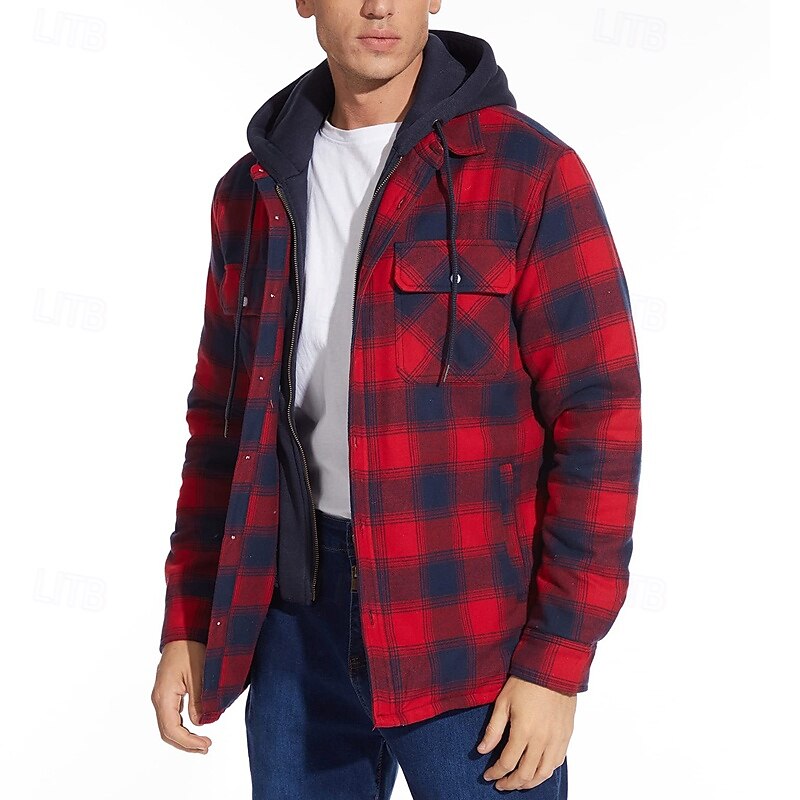 Men's Winter Jacket Quilted Jacket Casual Jacket Hoodie Jacket Vacation Daily Thermal Warm Pocket Fall Winter Fashion Streetwear Hooded Regular Black Red Navy Blue Sky Blue Orange Jacket2