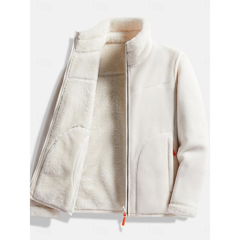 Women's Sherpa Jacket Comfortable Breathable Zipper Pocket Casual Plain Vacation Street Casual Daily Wear Single Breasted Regular Stand Collar Regular Fit Long Sleeve Outerwear Pink Purple Fuchsia2