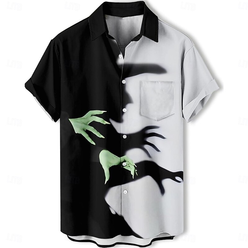 Halloween Pumpkin Hawaiian Shirts Aloha Shirt Button Down Shirt Print For Men's Adults' Halloween Carnival Masquerade 3D Print Party Halloween2