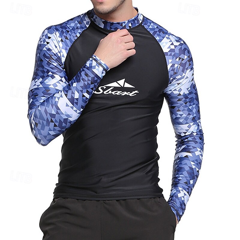 Men's Swim Top Dive Skin Shirt UPF50+ Long Sleeve Swimwear Swimming Diving Surfing Snorkeling Patchwork Summer Spring Autumn4