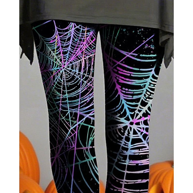 Women's Leggings Cozy Leggings Vacation Basic Casual Full Length High WaistPantsHalloween Graphic Printing Thermal Warm Comfortable Stretchy Vacation Casual Daily Violet Fall Winter Slim Fit2
