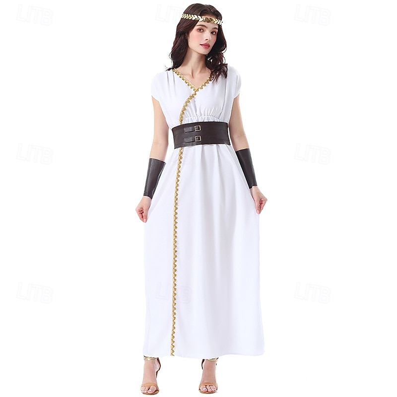 Ancient Greek Roman Fancy Costume Toga Dress Goddess Fancy Dress Women's Fantasy Halloween Carnival Performance Party Adults Dress Belt Cloak4