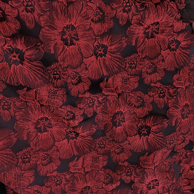 Red A-Line Evening Gown Elegant Formal Dress Formal Wedding Asymmetrical Short Sleeve Shirt Collar Pocket Nylon with Floral Print 20252