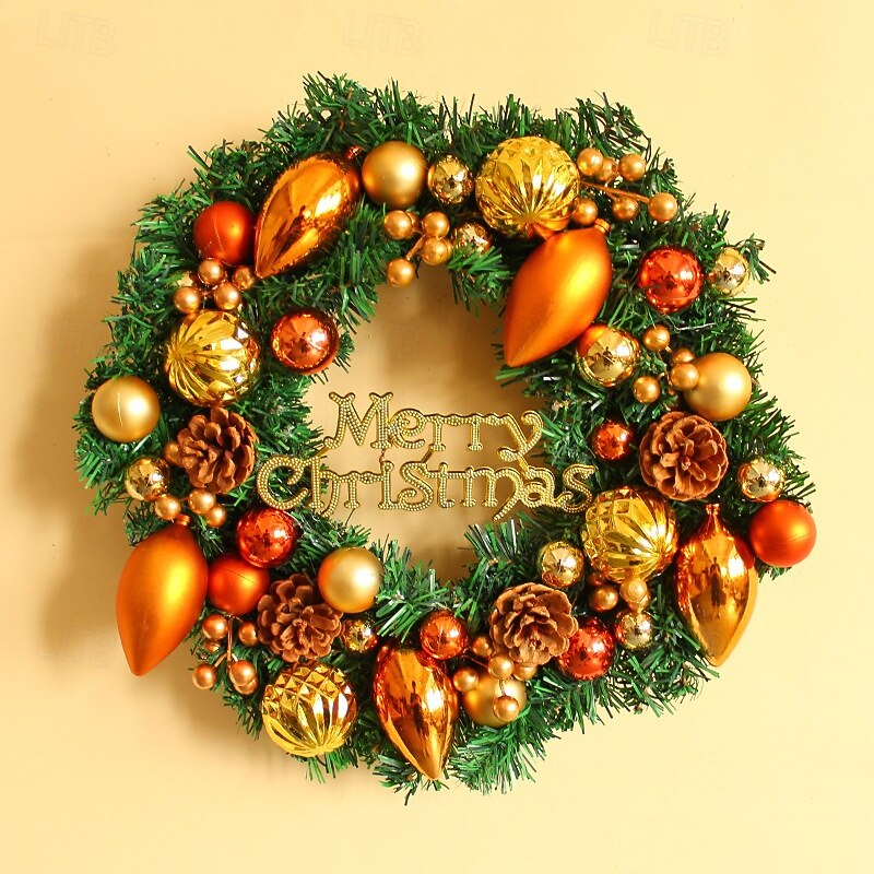 Christmas Wreath for Front Door, Indoor & Outdoor Decoration, Pinecone and Ornament Garland, Holiday Swag for Wall, Door, and Store Window Display