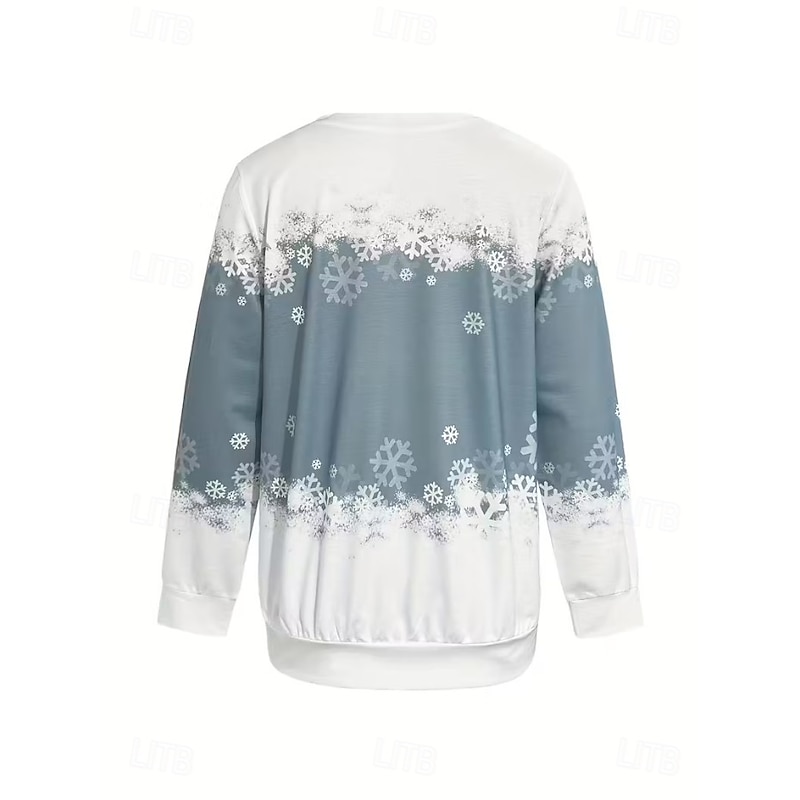 Women's Pullover Sweatshirt Hoodies Graphic Snowman Christmas Fashion Casual Long Sleeve Crew Neck Regular Tops Street Dailywear Casual Print Blue Fall Winter2