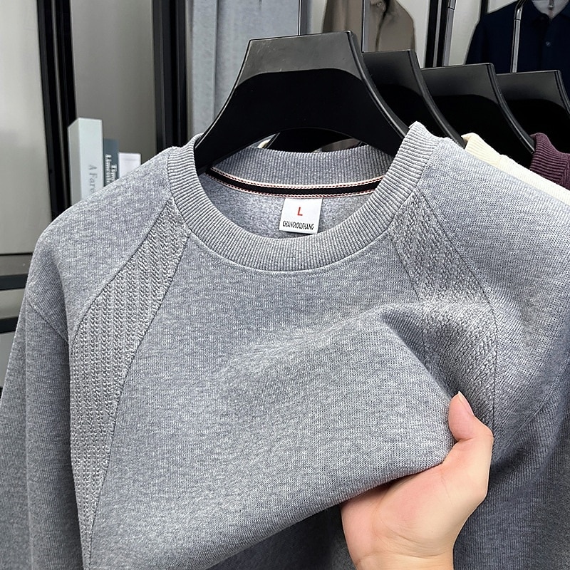 Men's Sweatshirt Pullover Hoodie Sweatshirt Pullover Apricot Black Purple Gray Crew Neck Plain Patchwork Sports & Outdoor Casual Daily Streetwear Cool Sportswear Spring &  Fall Clothing Apparel