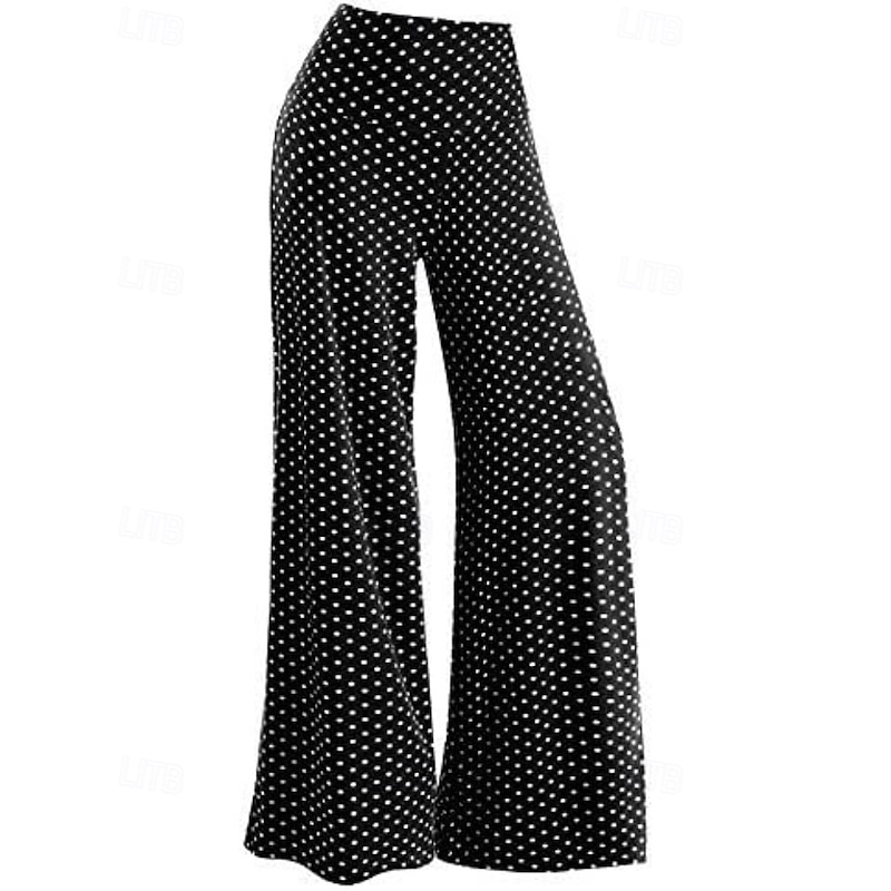 Women's Culottes Wide Leg Chinos Vacation Vintage Streetwear Full Length Medium Waist Floral Striped Elastic Waist Printing Comfy Micro-elastic Outdoor Vacation Street Black Grey Ash Blush Pink Black4