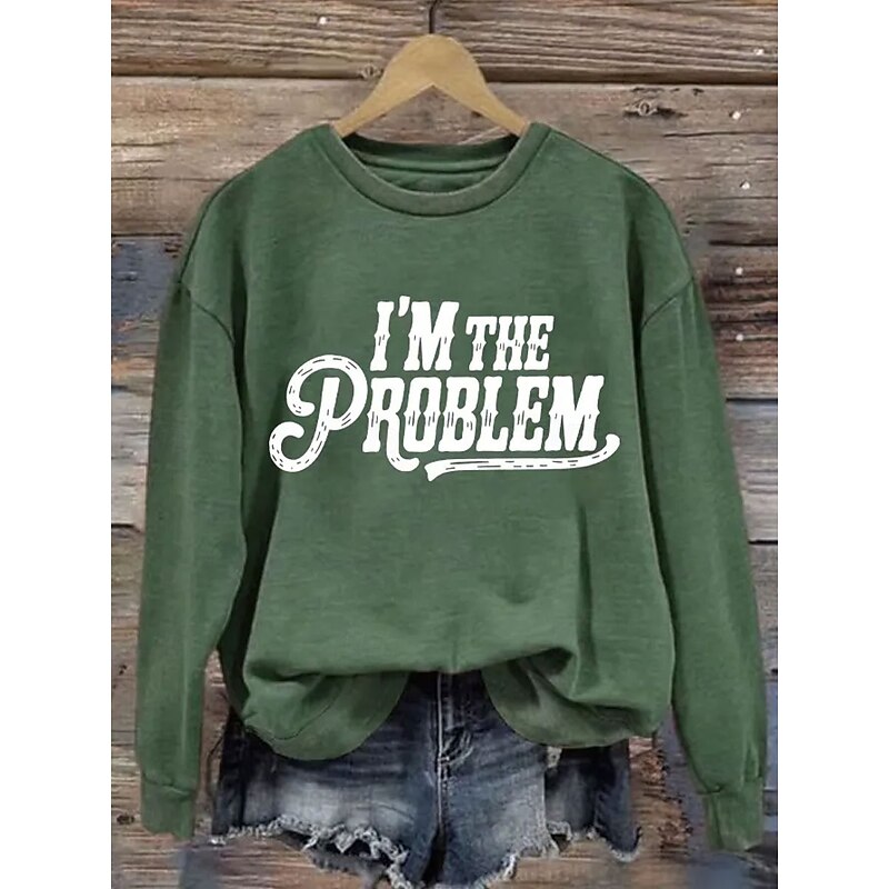 Women's Pullover Graphic Letter Warm Classic Casual Long Sleeve Crew Neck Regular Tops Home Street Dailywear Print Black Blue Green Gray Spring Fall Winter3