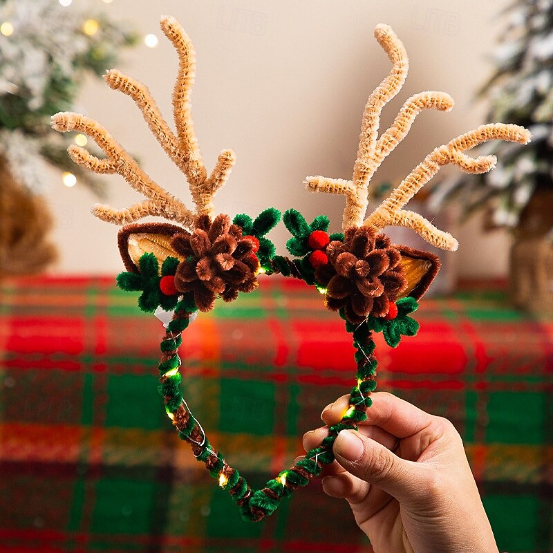 Christmas Headbands with Lights, Christmas Tree Topper with Bells Santa Claus, Hats Bulk Holiday, Headwear Accessories4