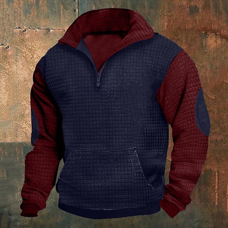 Men's Sweatshirt Black Navy Blue Brown Khaki Standing Collar Color Block Patchwork Color Block Sports & Outdoor Daily Holiday Streetwear Basic Casual Fall Spring &  Fall Clothing Apparel Hoodies4