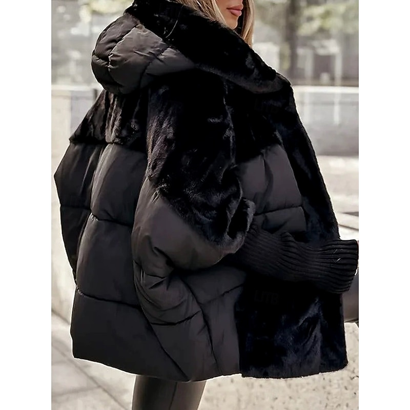 Women's Jacket Windproof Warm Patchwork Pocket Open Front Vintage Daily Casual Plain Christmas Gifts Vacation Casual Daily Open Front Long Hooded Loose Fit Long Sleeve Outerwear Black Brown Khaki3