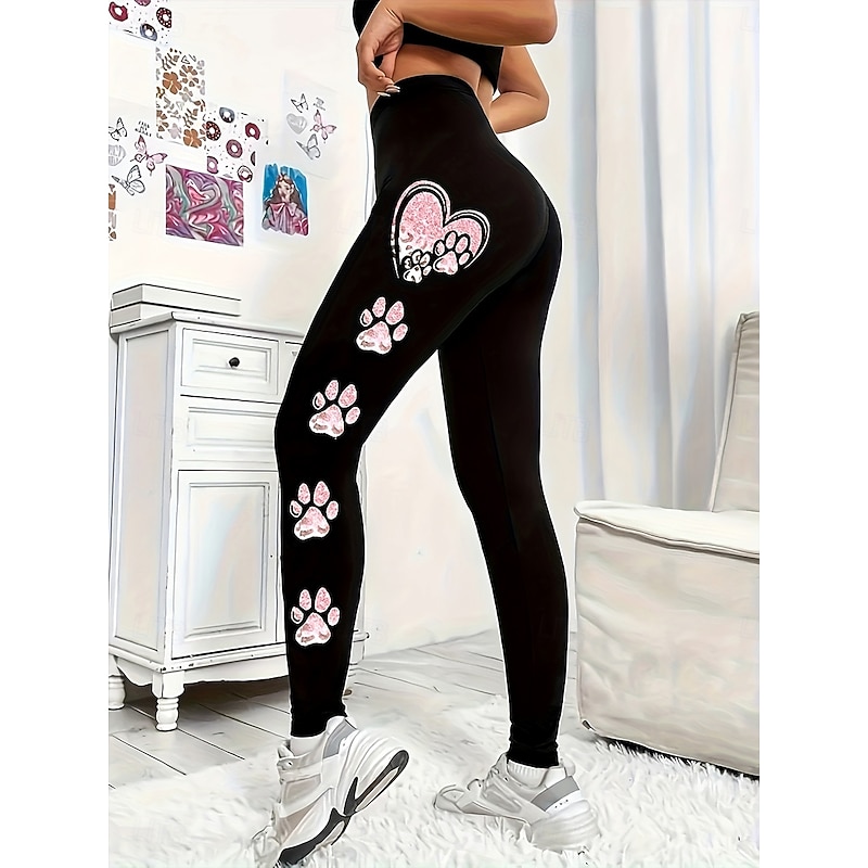 Women's Slacks Leggings Cozy Leggings Vacation Vintage Streetwear Full Length Natural Graphic Cat Elastic Waist Print Comfy Outdoor Comfortable High Elasticity Outdoor Vacation Streetwear Black Fall3