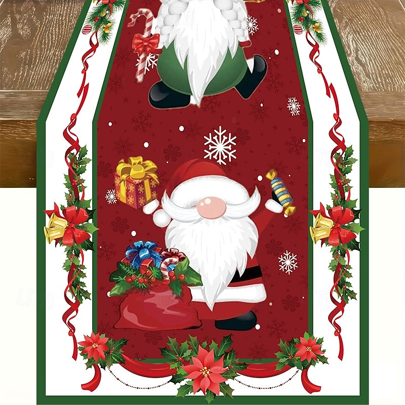 Christmas Table Runner, Holiday Dining Table Decoration Banner, Festive Party Tablecloth for Xmas Dinner, Seasonal Home & Party Decor