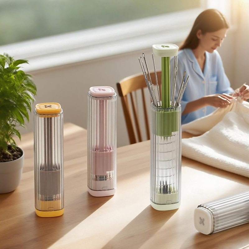 Magnetic Needle Box 23pcs Portable Sewing Storage Case Kit Including 20 Needles,1pc Magnetic Storage Box,1pc Threading Aid,1pc Seam Ripper Multi-Purpose Large-Eye Stitching Needle and Thread Kit