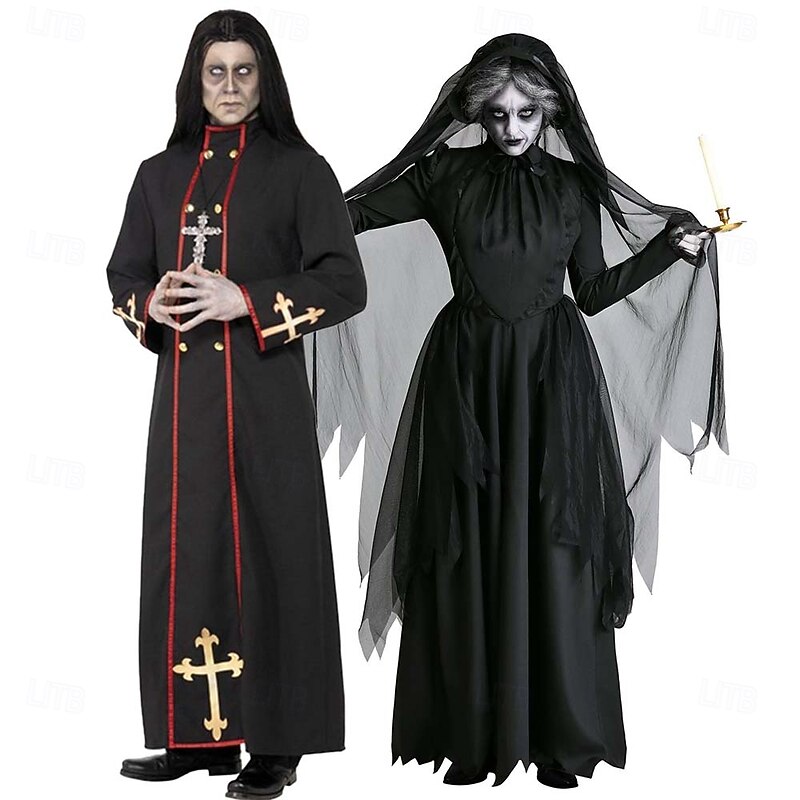 Vampire Pastor Halloween Cosplay Costume Masquerade Cosplay Adults' Men's Carnival Masquerade Mardi Gras Carnival Performance Halloween Easy Halloween Costumes Dress Up