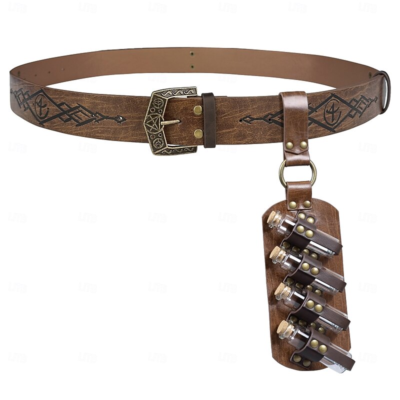 Medieval Renaissance Waist Belt Viking Fancy Dress Men's Women's Celtic Viking Fantasy Halloween Carnival Performance LARP Adults' Belt Magic Bottle All Seasons2
